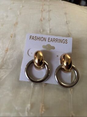 Gold and Silver Two-Tone Hoop Drop Earrings . Worn once.